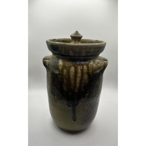Ben Owens Pottery Frog Skin Handmade Stoneware Lidded Jar With Handles